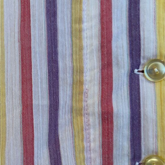 Vintage vertical striped button down midi dress sleeveless collar - Picture 4 of 5